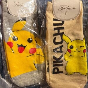 Pikachu Casual Socks - Yellow and Gray